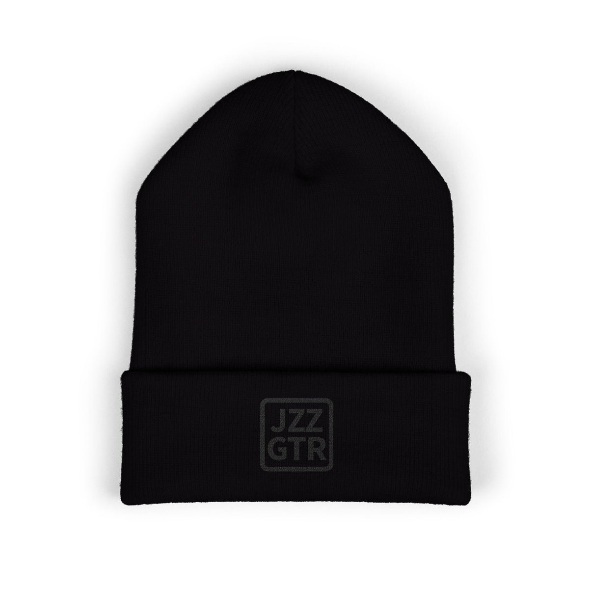 Black Embroidered JZZ GTR™ Beanie Hat-Classic Winter Hat for Jazz Lovers and Guitarists